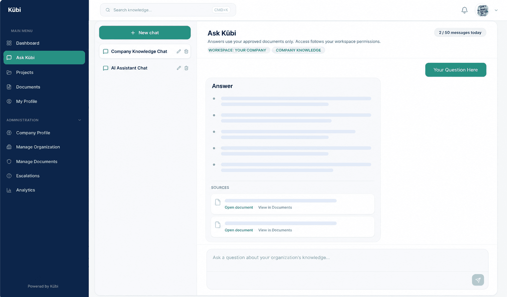 Ask Kübi answer preview