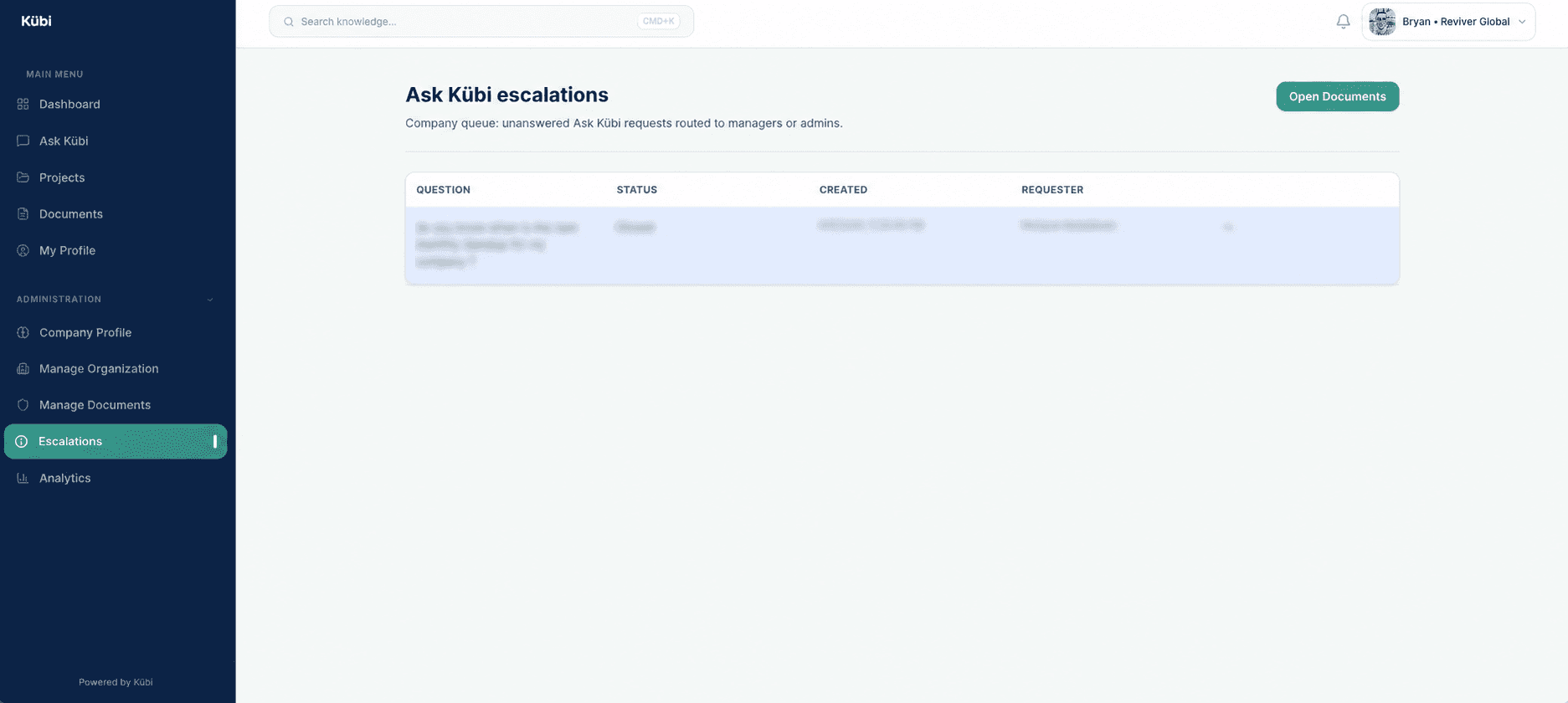Kübi escalations screenshot